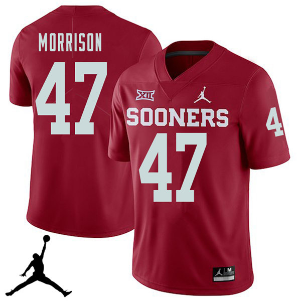 Jordan Brand Men #47 Reece Morrison Oklahoma Sooners 2018 College Football Jerseys Sale-Crimson - Click Image to Close
